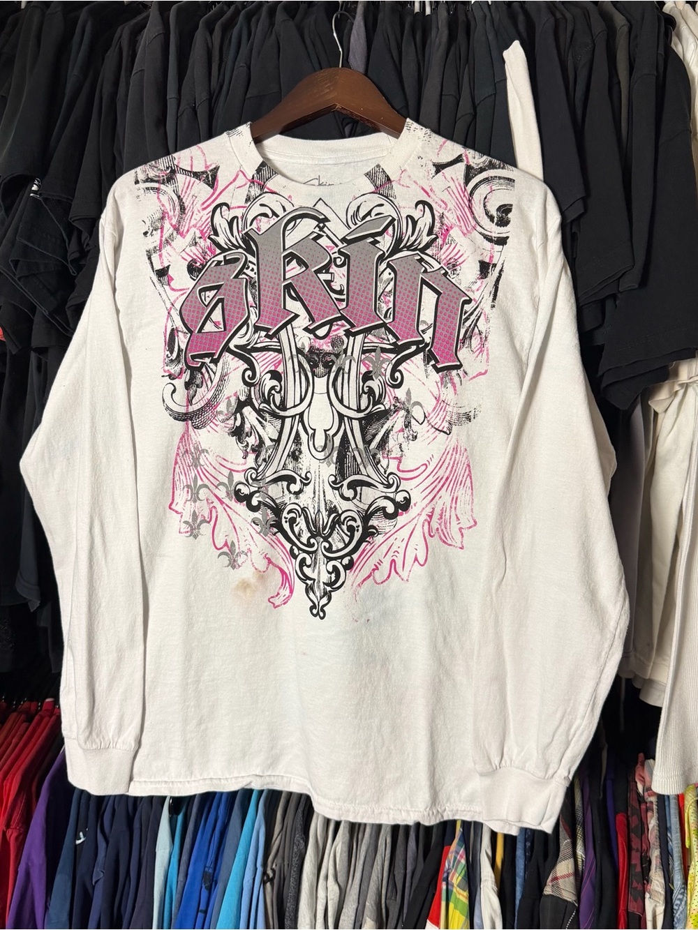Skin Industries Tribal Shirt Men’s Medium White Gothic Grunge Y2K Jesse Pinkman